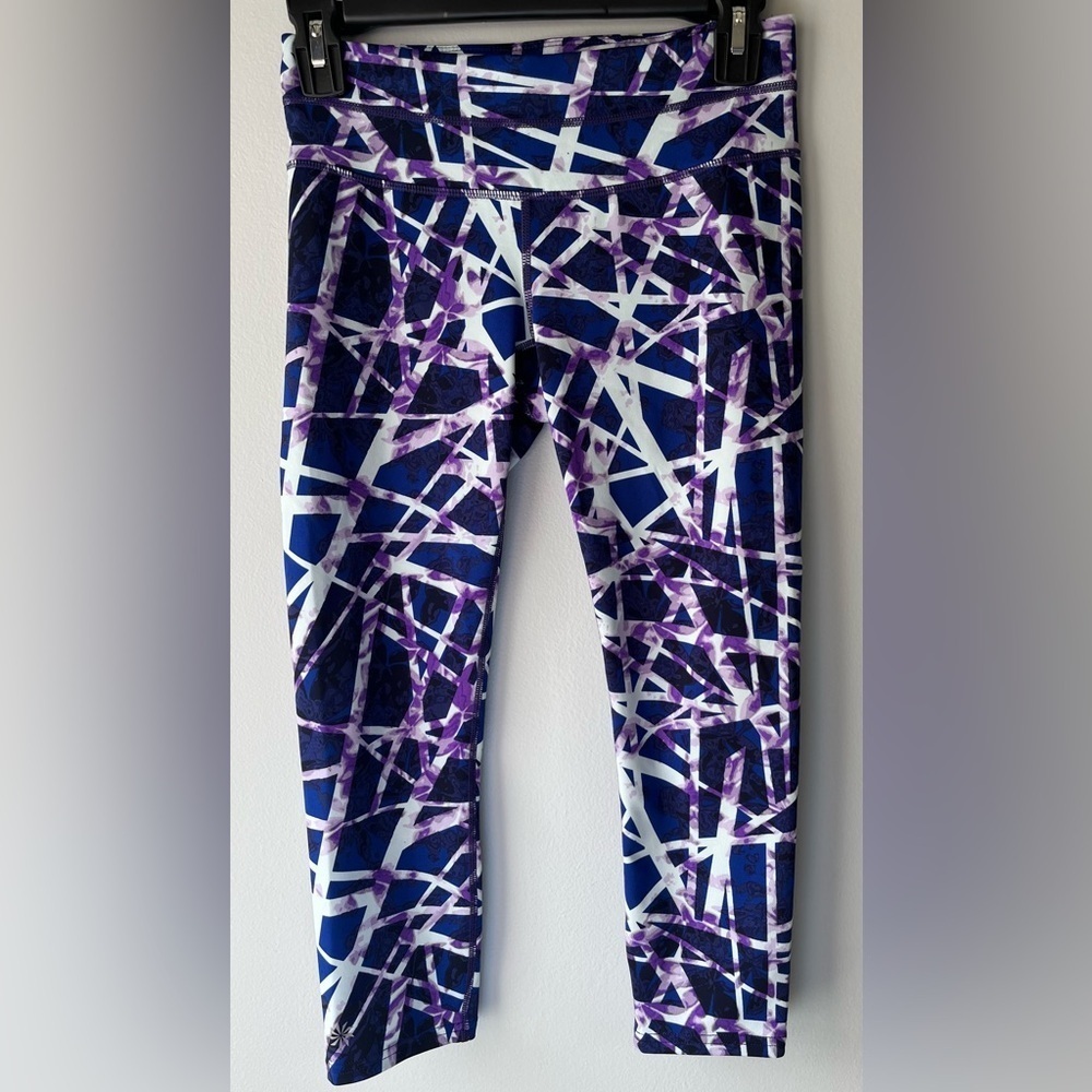 Athleta womens XS white sport bra & purple geometric activewear leggings bundle - Picture 10 of 16